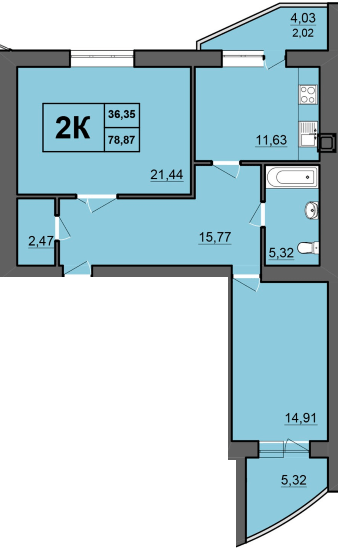2-кімнатна 78.87 м² в ЖК Europa Haus від 21 550 грн/м², Рівне