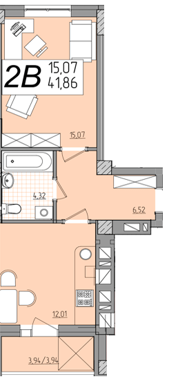 1-кімнатна 41.86 м² в ЖК Олімп від 17 200 грн/м², Рівне