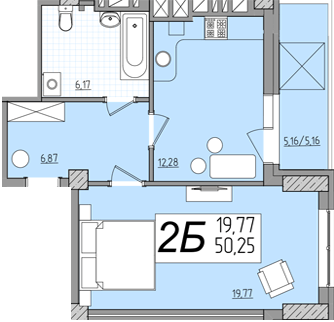 1-кімнатна 50.25 м² в ЖК Олімп від 18 200 грн/м², Рівне