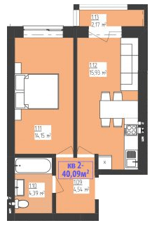 1-кімнатна 40.09 м² в КБ FAMILIYA від 17 950 грн/м², Рівне