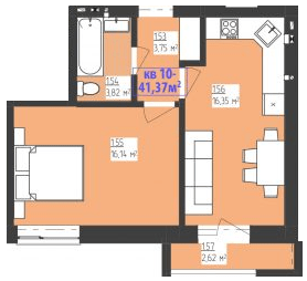 1-кімнатна 41.37 м² в КБ FAMILIYA від 17 950 грн/м², Рівне