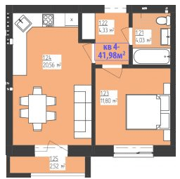 1-кімнатна 41.98 м² в КБ FAMILIYA від 17 950 грн/м², Рівне