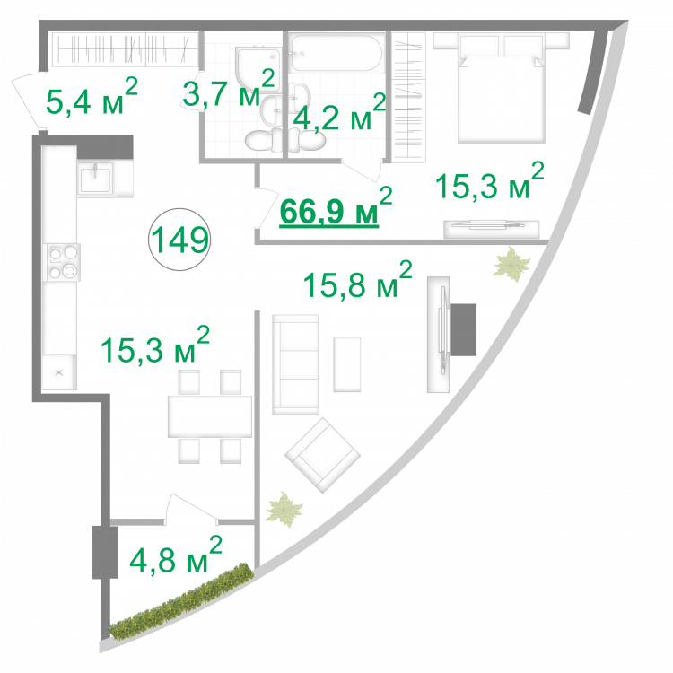 1-комнатная 66.9 м² в МФК Intergal City от 84 012 грн/м², Киев