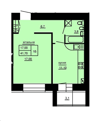 1-комнатная 41.7 м² в ЖК Варшавський мікрорайон от 14 000 грн/м², Тернополь