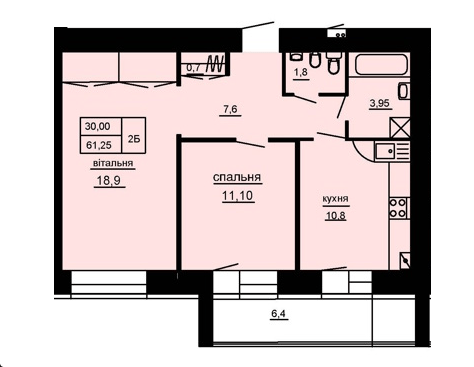 2-комнатная 61.25 м² в ЖК Варшавський мікрорайон от 14 000 грн/м², Тернополь