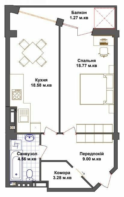 1-комнатная 55.46 м² в ЖК Щастя от 16 500 грн/м², Тернополь