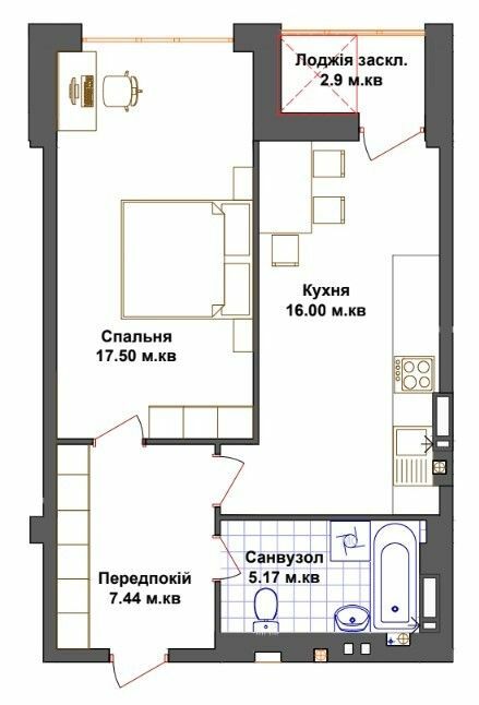 1-кімнатна 49.01 м² в ЖК Щастя від 15 400 грн/м², Тернопіль