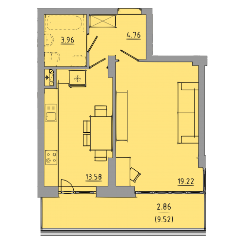1-кімнатна 44.4 м² в ЖК Централ Хол від 25 000 грн/м², Тернопіль