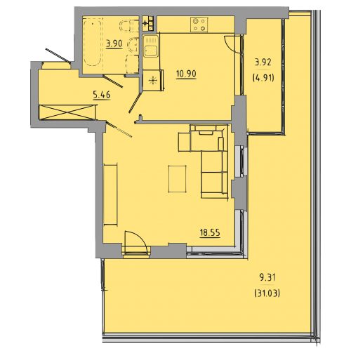 1-кімнатна 52 м² в ЖК Централ Хол від 26 000 грн/м², Тернопіль