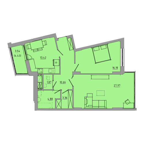 2-кімнатна 81.9 м² в ЖК Централ Хол від 25 000 грн/м², Тернопіль