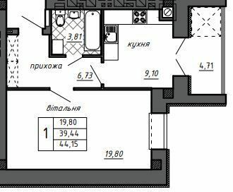 1-кімнатна 44.15 м² в ЖК Оград від 14 000 грн/м², Тернопіль
