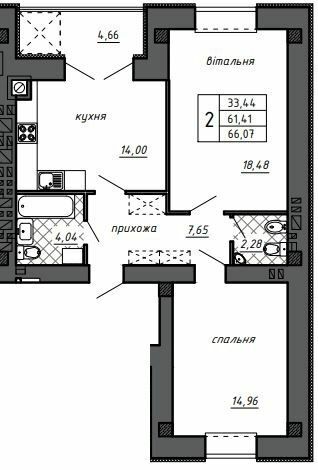 2-кімнатна 66.07 м² в ЖК Оград від 15 000 грн/м², Тернопіль