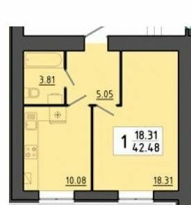 1-кімнатна 42.48 м² в ЖК Квартал Енергія від 18 250 грн/м², Тернопіль