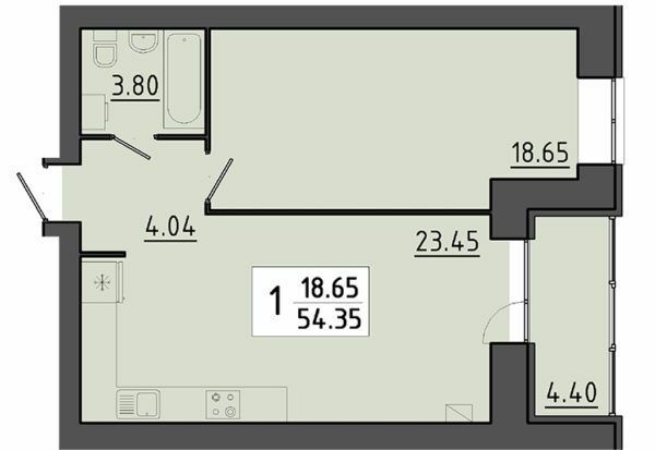 1-кімнатна 54.35 м² в ЖК Квартал Енергія від 18 250 грн/м², Тернопіль