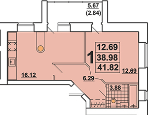 1-комнатная 41.82 м² в ЖК Галичина от 19 500 грн/м², Тернополь