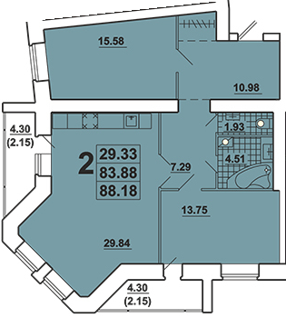 2-кімнатна 88.18 м² в ЖК Галичина від 20 000 грн/м², Тернопіль