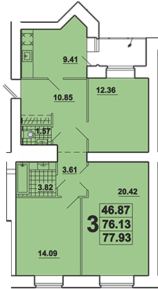 3-комнатная 77.93 м² в ЖК Галичина от 18 000 грн/м², Тернополь