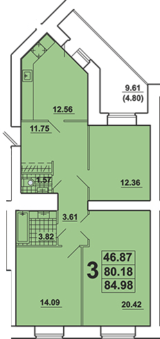 3-кімнатна 84.98 м² в ЖК Галичина від 20 000 грн/м², Тернопіль