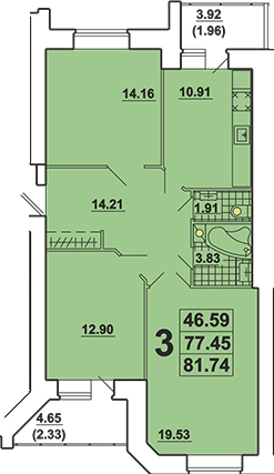 3-комнатная 81.74 м² в ЖК Галичина от 18 000 грн/м², Тернополь