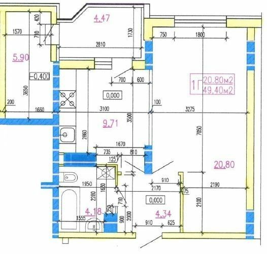 1-комнатная 49.4 м² в ЖК на вул. Тараскова, 5 от 17 500 грн/м², Черкассы