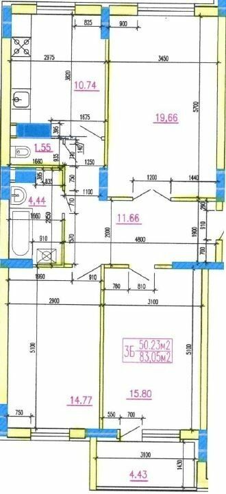 3-комнатная 83.05 м² в ЖК на вул. Тараскова, 5 от 13 050 грн/м², Черкассы