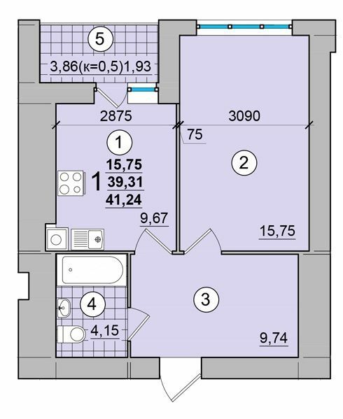 1-кімнатна 41.24 м² в ЖК на Масанах від 12 900 грн/м², Чернігів