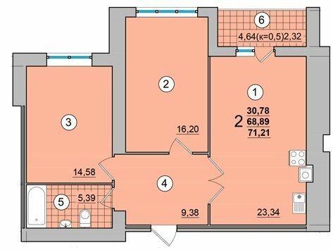 2-комнатная 71.21 м² в ЖК на Масанах от 11 900 грн/м², Чернигов