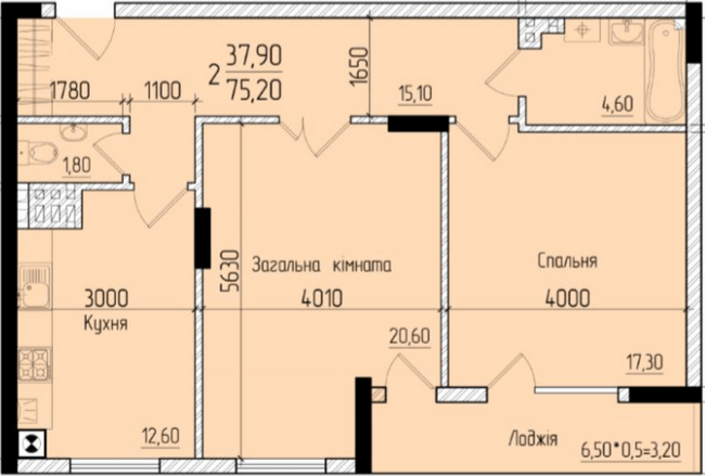 2-кімнатна 75.2 м² в ЖК Comfort Hall від 18 500 грн/м², Чернівці