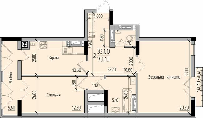 2-кімнатна 70.1 м² в ЖК Comfort Hall від 15 650 грн/м², Чернівці