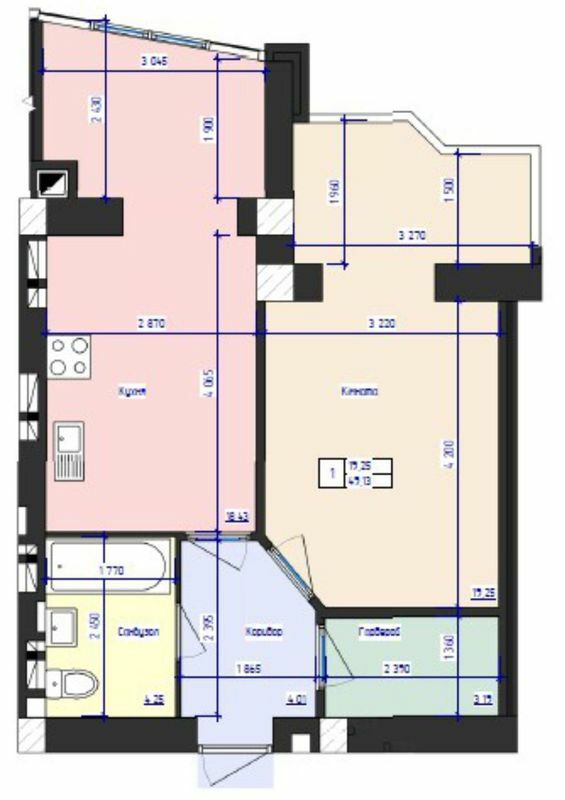 1-комнатная 49.13 м² в ЖК Кришталеве озеро от 17 800 грн/м², Черновцы