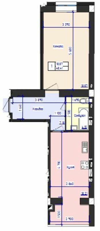 1-комнатная 48.41 м² в ЖК Кришталеве озеро от 17 800 грн/м², Черновцы