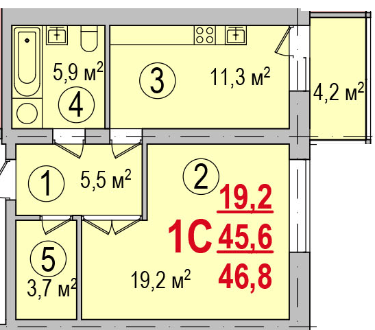 1-комнатная 46.8 м² в ЖК Парк Стоун от 13 500 грн/м², Херсон