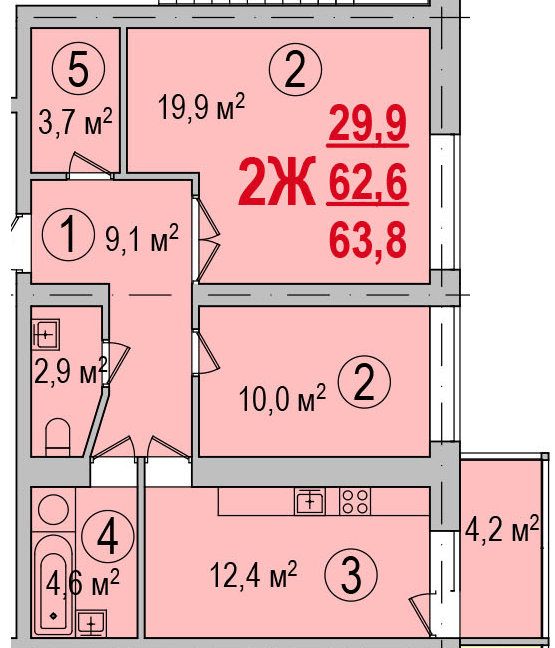 2-кімнатна 63.8 м² в ЖК Парк Стоун від 13 500 грн/м², Херсон