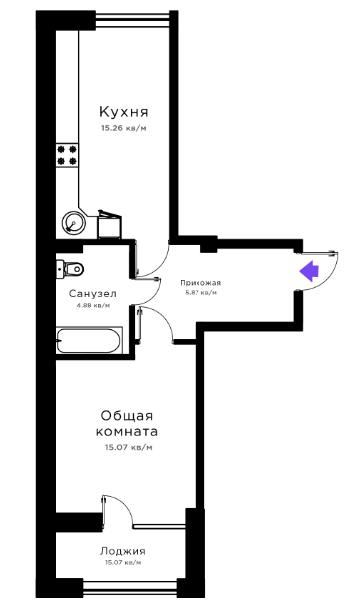 1-кімнатна 43.69 м² в ЖК Радужний від 17 000 грн/м², Херсон