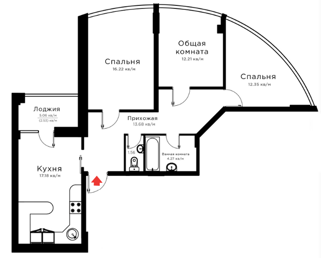 3-кімнатна 80 м² в ЖК Радужний від 17 000 грн/м², Херсон