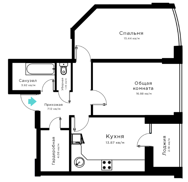 2-кімнатна 64.85 м² в ЖК Радужний від 17 000 грн/м², Херсон