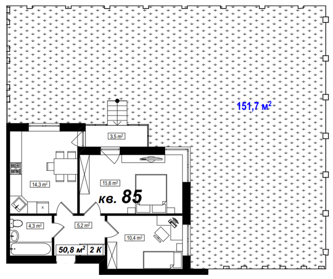 2-кімнатна 50.8 м² в ЖК Амстердам від 15 800 грн/м², с. Білогородка