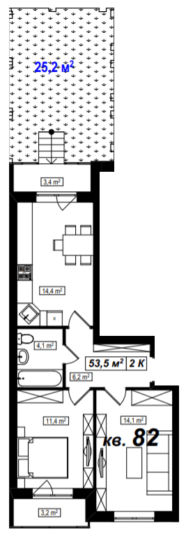 2-кімнатна 53.5 м² в ЖК Амстердам від 15 800 грн/м², с. Білогородка