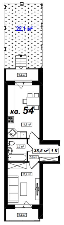 1-комнатная 38.5 м² в ЖК Амстердам от 16 300 грн/м², с. Белогородка