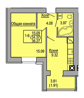 1-комнатная 36.27 м² в ЖК Софиевская сфера от 24 750 грн/м², с. Софиевская Борщаговка