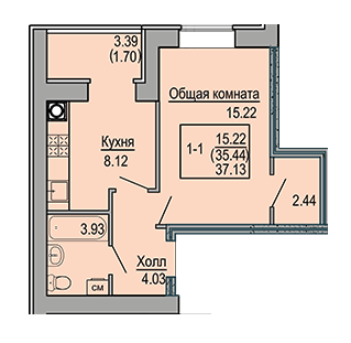 1-комнатная 37.13 м² в ЖК Софиевская сфера от 30 500 грн/м², с. Софиевская Борщаговка