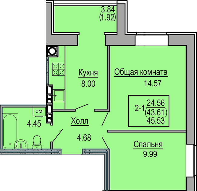 2-кімнатна 45.53 м² в ЖК Софіївська сфера від 22 650 грн/м², с. Софіївська Борщагівка