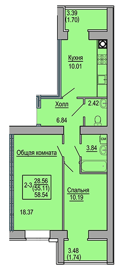 2-комнатная 58.54 м² в ЖК Софиевская сфера от 30 500 грн/м², с. Софиевская Борщаговка