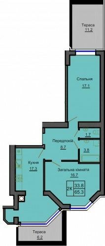 2-комнатная 65.3 м² в ЖК София Резиденс от 35 000 грн/м², с. Софиевская Борщаговка