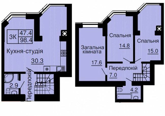 Двухуровневая 98.4 м² в ЖК София Резиденс от 29 000 грн/м², с. Софиевская Борщаговка