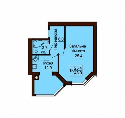 1-комнатная 48 м² в ЖК София Сити от 28 000 грн/м², с. Софиевская Борщаговка