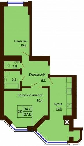 2-кімнатна 67.8 м² в ЖК Софія Сіті від 33 000 грн/м², с. Софіївська Борщагівка