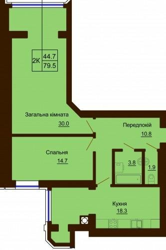 2-комнатная 79.5 м² в ЖК София Сити от 33 000 грн/м², с. Софиевская Борщаговка