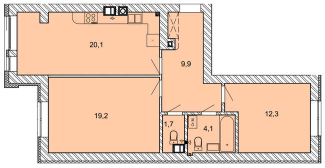 2-кімнатна 67.3 м² в ЖК Найкращий квартал від 27 400 грн/м², м. Ірпінь