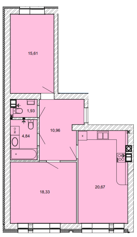 2-кімнатна 72.34 м² в ЖК Найкращий квартал від 27 400 грн/м², м. Ірпінь